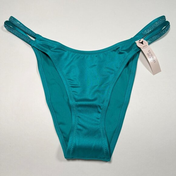 Victoria Secret 34DD M Bombshell Push Up Bikini Set Shine Strap Capri Sea Blue - Picture 9 of 11